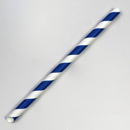 Blue Striped Bevel Cut Paper Straws (9mm x 200mm)