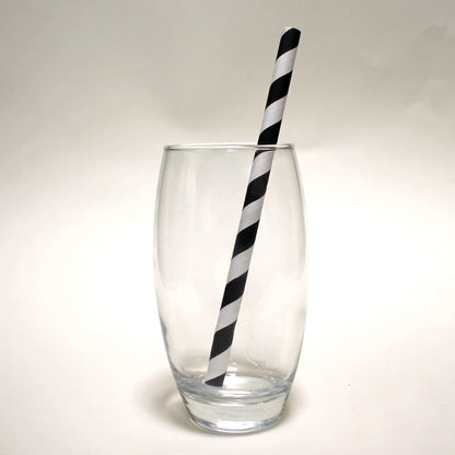 Black & White Striped Paper Straws (10mm x 200mm) - Quality Drinking Straws for Smoothies and Milkshakes - Intrinsic Paper Straws