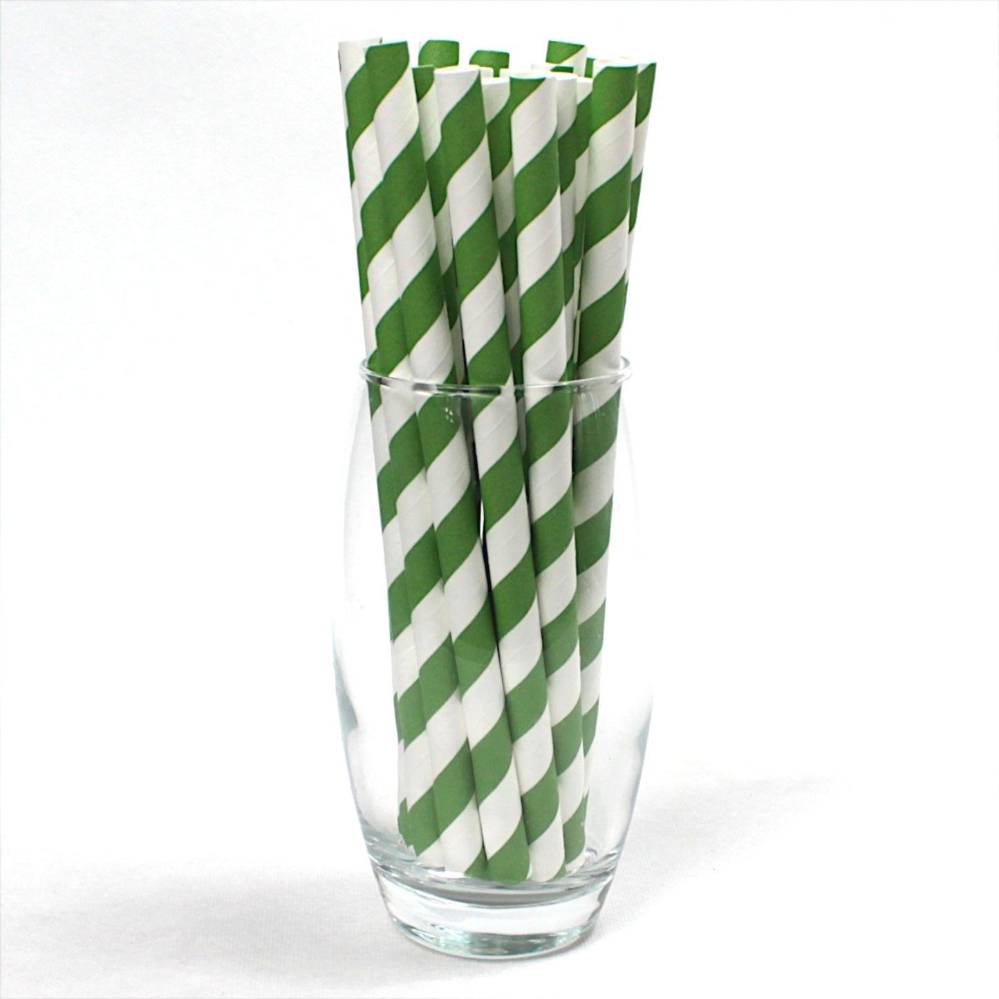 Green & White Striped Paper Straws (10mm x 200mm) - Quality Drinking Straws for Smoothies and Milkshakes - Intrinsic Paper Straws