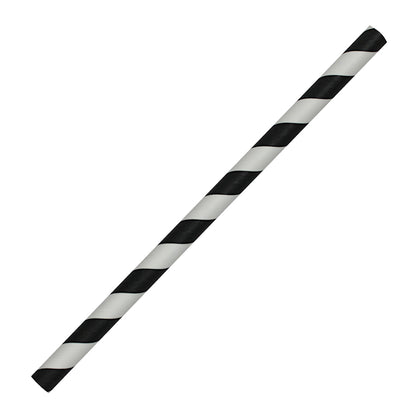 Black & White Striped Paper Straws (10mm x 200mm) - Quality Drinking Straws for Smoothies and Milkshakes - Intrinsic Paper Straws