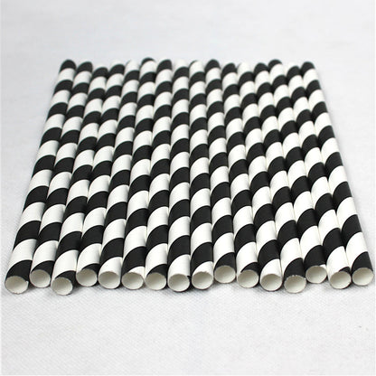 Black & White Striped Paper Straws (10mm x 200mm) - Quality Drinking Straws for Smoothies and Milkshakes - Intrinsic Paper Straws