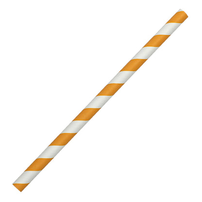 Yellow & White Striped Paper Straws (10mm x 200mm) - Quality Drinking Straws for Smoothies and Milkshakes - Intrinsic Paper Straws